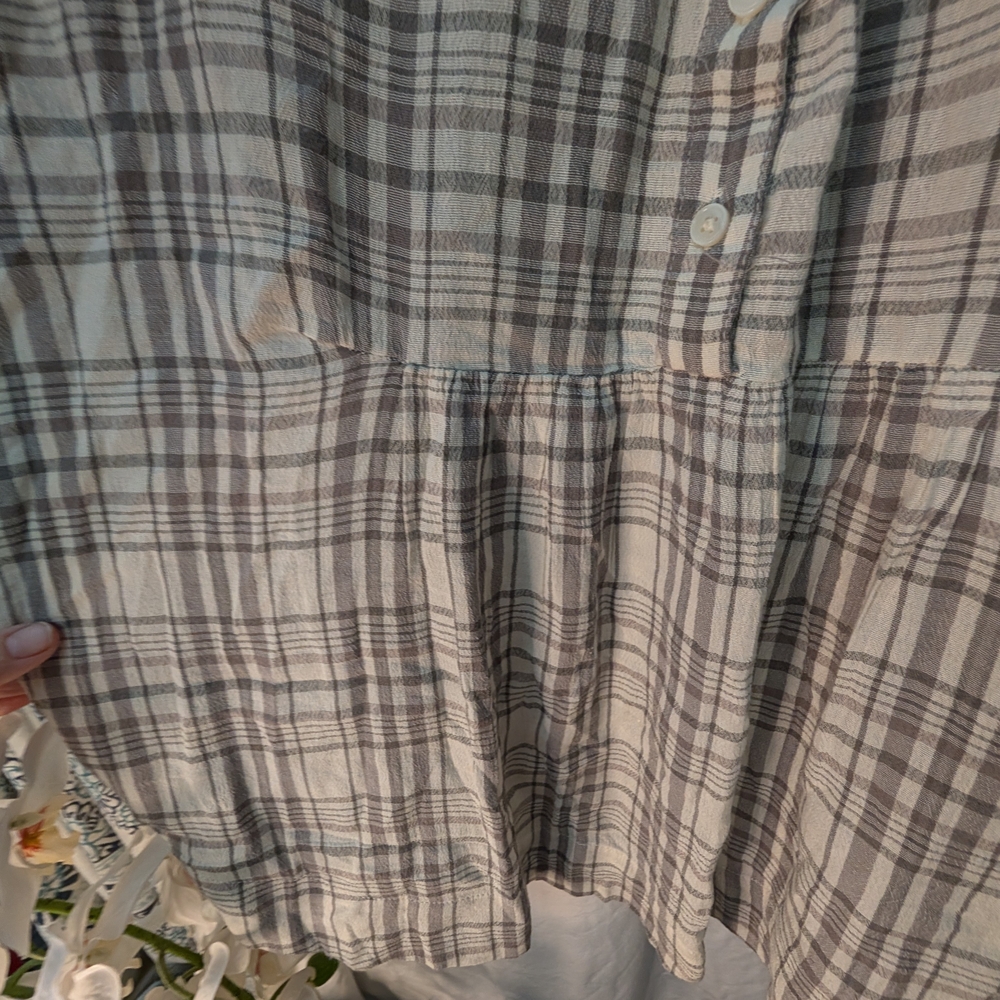 Lucky Brand Gray Plaid Casual Button Down Shirt - Picture 3 of 3